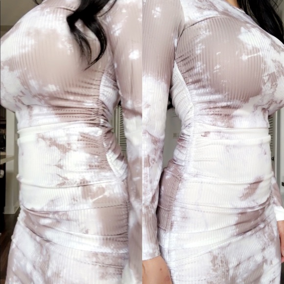 Khaki Tie Dye Mini Dress - Picture 3 of 3